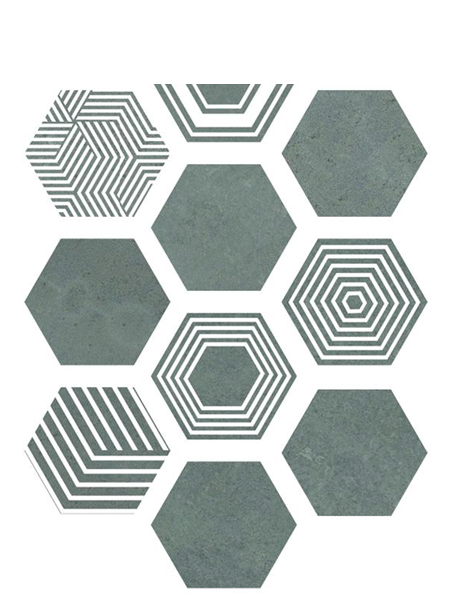 Azulejo hexagonal decorado porcelánico Pier17 23x27 cm Turquoise