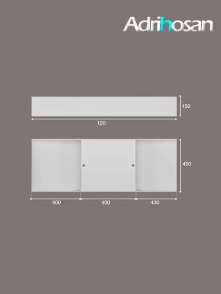 Lavabo solid surface rectangular Vulcano 1200x450x150 cm blanco. Adrihosan