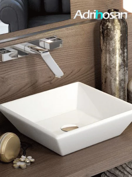 Lavabo cerámico cuadrado Rodas 420 x 420 x 120 cm blanco | Adrihosan