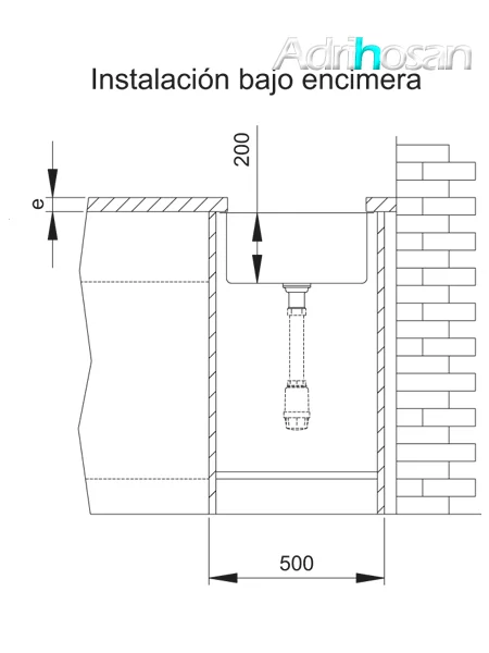 Fregadero acero inoxidable aktuell 4040. Un fregadero con tres posibilidades de instalación, sobre encimera, bajo encimera y enrasado con la encimera.