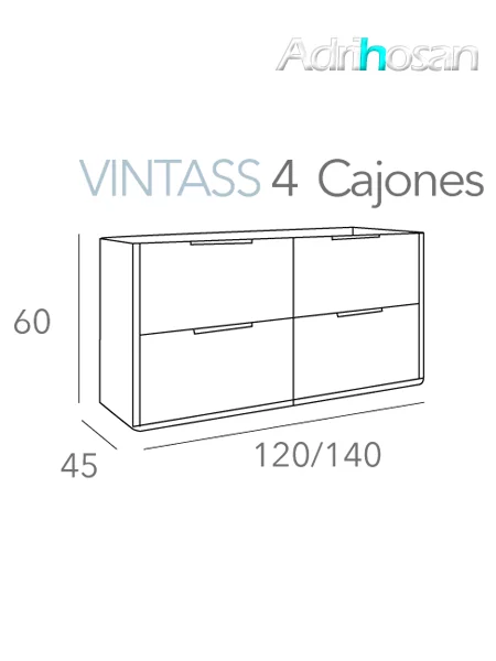 Mueble De Baño Suspendido Vintass 120 3 Cajones Blanco Mate.