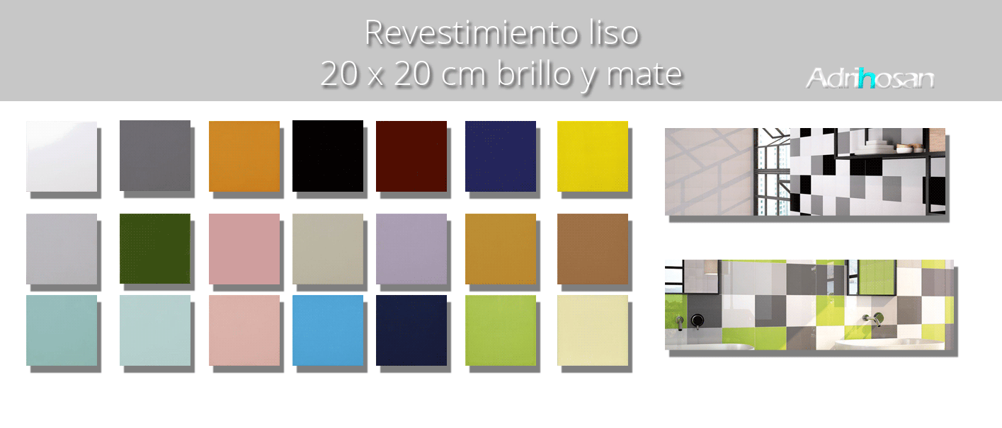 Revestimiento pasta roja liso brillo o mate 20x20 cm. Un azulejo clásico válido para revestir paredes con 14 colores disponibles en dos acabados.