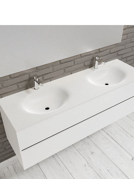 Mueble de Baño FLORENCIA incluye lavabo dos senos y espejo 120x45Cm Blanco
