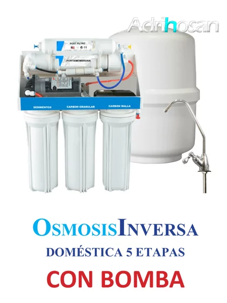 6 etapas: sistema de filtración de agua de ósmosis inversa de agua de pozo  + bomba de permeado, filtros de ósmosis inversa UV, anti-incrustaciones RO