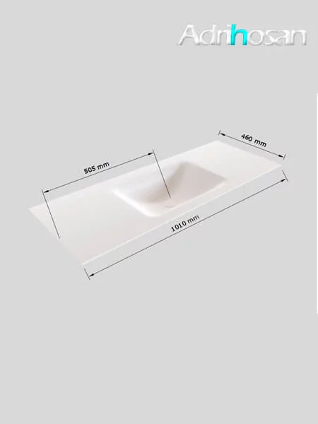 Mueble de baño Vica 100 cm porcelánico 2 cajones, lavabo de Solid surface seno centrado