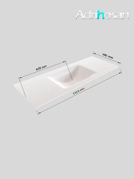 Mueble de baño Vica 120 cm porcelánico 2 cajones, lavabo de Solid surface seno centrado