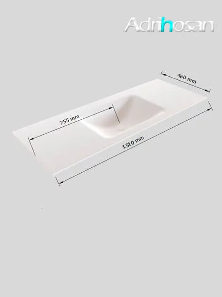 Mueble de baño Vica 150 cm porcelánico 2 cajones, lavabo de Solid surface seno centrado