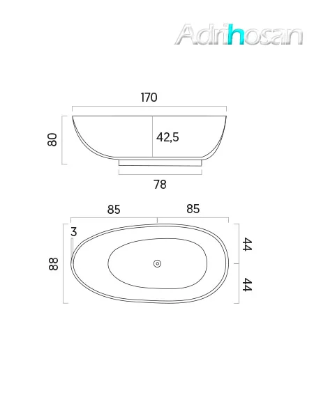 Bañera exenta Solid Surface Grecia 170x88 cm.