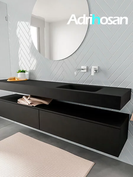 Mueble de baño suspendido 1 cajón/1 hueco con lavabo color Black