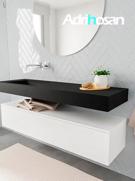 Mueble de baño suspendido 1 cajón/1 hueco con lavabo color Black