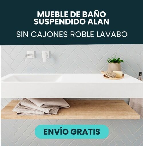 Descubre el Mueble de baño suspendido ALAN Sin cajones roble lavabo ¡Haz clic y dale un toque de encanto a tu hogar!