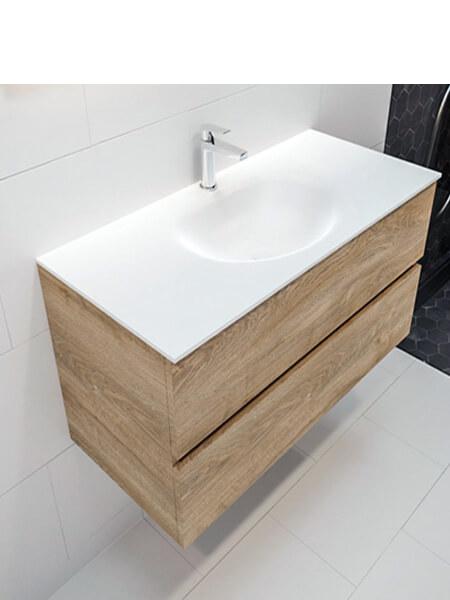 Mueble de baño de suelo de 80 cm con 2 cajones con lavabo sobre