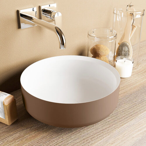 lavabo fabricado con solid surface en colores