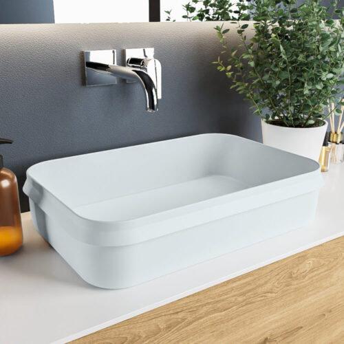 lavabo sobre mueble de solid surface en colores