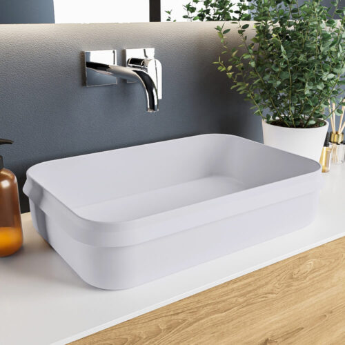 lavabo sobre mueble de solid surface en colores