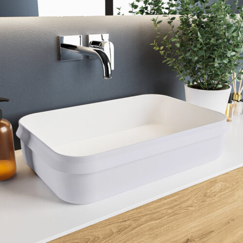 lavabo sobre mueble de solid surface en colores