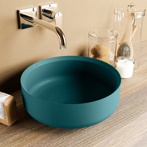 lavabo fabricado con solid surface en colores