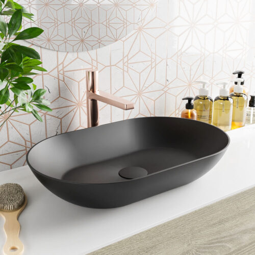 lavabo sobre mueble de solid surface en colores