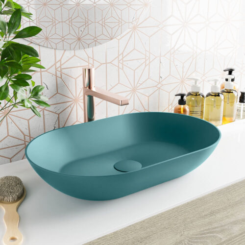 lavabo sobre mueble de solid surface en colores