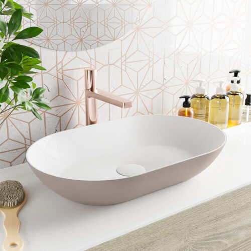 lavabo sobre mueble de solid surface en colores