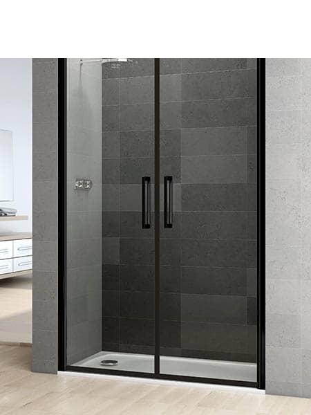 Mampara de ducha frontal con una hoja fija de vidrio transparente acabado  negro Combi Vulcan Bath