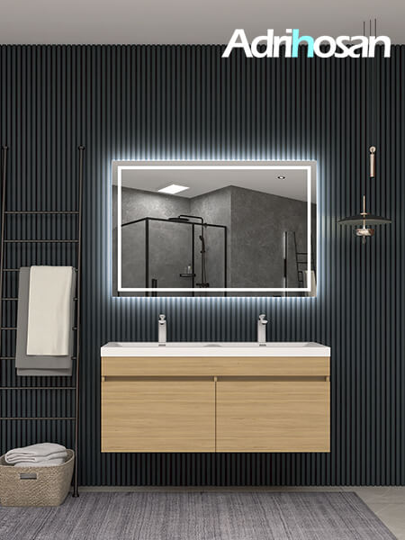 Espejo de baño Led redondo y elegante marco negro - Iluminado por LED con  IRC >80 – Modelo ALEMANIA – MamparaStore
