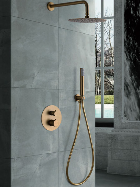 Comprar Conjunto de ducha /bañera empotrada pared dorado cepillado