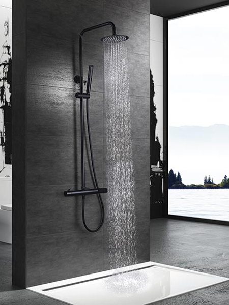 Barra de ducha/bañera termostática cuadrada acero inoxidable serie Segura