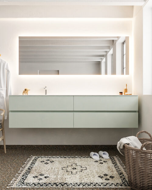 MONDIAZ VICA 200cm mueble de baño Greey 4 cajones lavabo CLOUD Izquierda 1 orificio. - Imagen 3