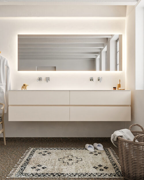 MONDIAZ VICA 200cm mueble de baño Linen 4 cajones lavabo MOON Doble sin orificio. - Imagen 3