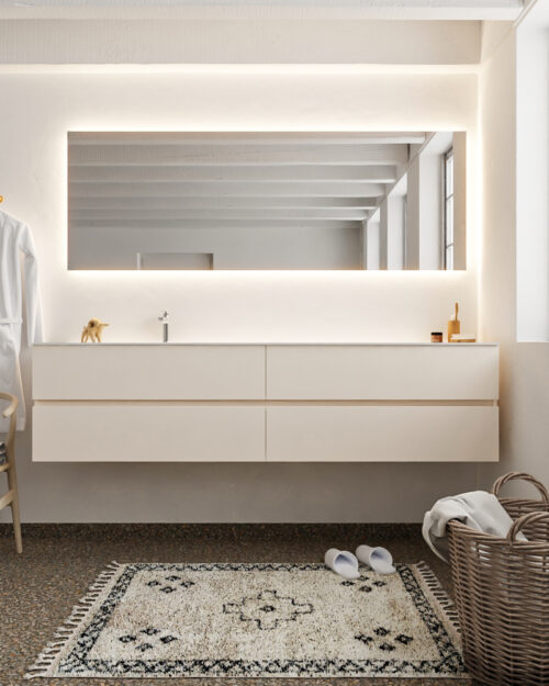 MONDIAZ VICA 200cm mueble de baño Linen 4 cajones lavabo MOON Izquierda 1 orificio. - Imagen 3