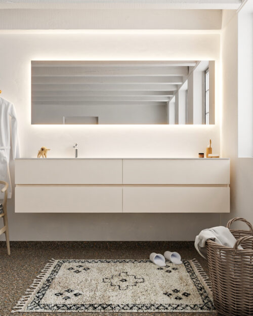 MONDIAZ VICA 200cm mueble de baño Linen 4 cajones lavabo CLOUD Izquierda 1 orificio. - Imagen 3