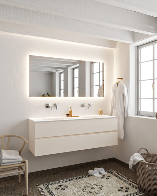 MONDIAZ VICA 150cm mueble de baño Linen 2 cajones lavabo CLOUD Doble sin orificio. - Imagen 2