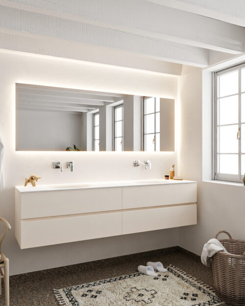 MONDIAZ VICA 200cm mueble de baño Linen 4 cajones lavabo MOON Doble sin orificio. - Imagen 2