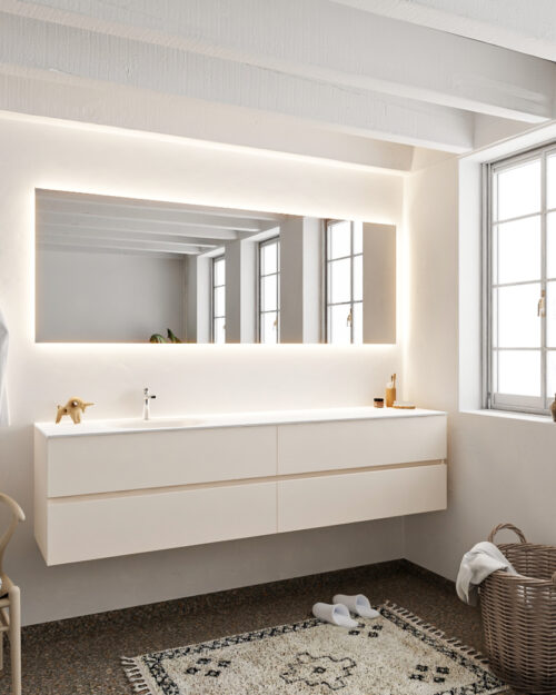 MONDIAZ VICA 200cm mueble de baño Linen 4 cajones lavabo MOON Izquierda 1 orificio. - Imagen 2