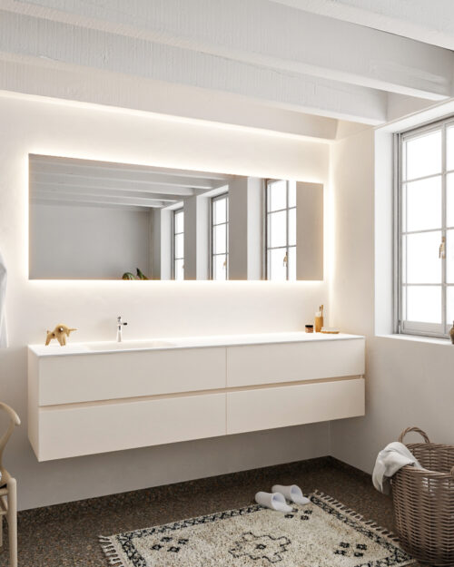 MONDIAZ VICA 200cm mueble de baño Linen 4 cajones lavabo CLOUD Izquierda 1 orificio. - Imagen 2