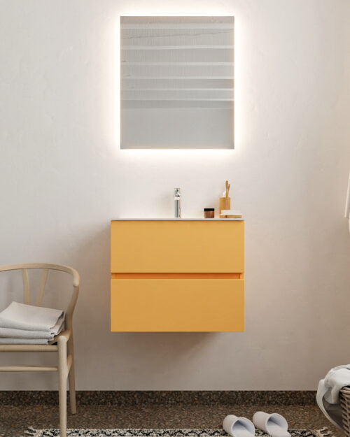 MONDIAZ VICA 60cm mueble de baño Ocher 2 cajones lavabo CLOUD Centro 1 orificio. - Imagen 3