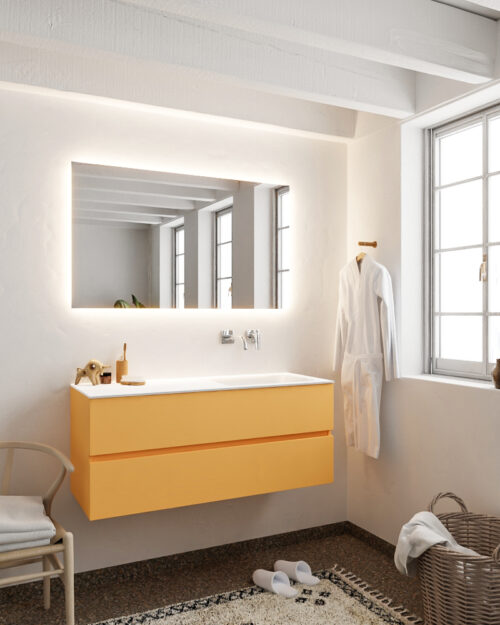 MONDIAZ VICA 120cm mueble de baño Ocher 2 cajones lavabo CLOUD Derecho sin orificio. - Imagen 2