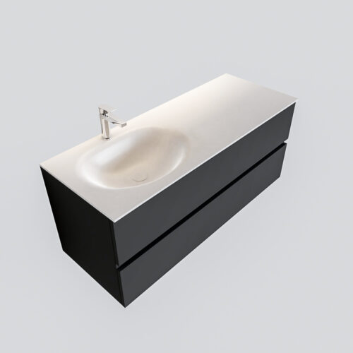 Mueble de baño 120 cm Antracita con 2 cajones, lavabo de Solid surface seno izquierdo con 1 orificio(s) para el grifo. - Imagen 12