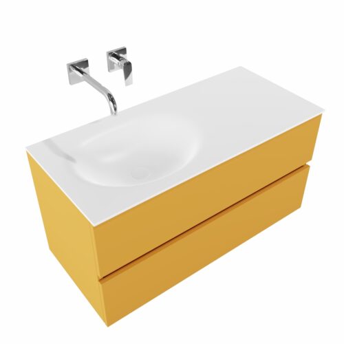 MONDIAZ VICA 100cm mueble de baño Ocher 2 cajones lavabo MOON Izquierda sin orificio. - Imagen 4