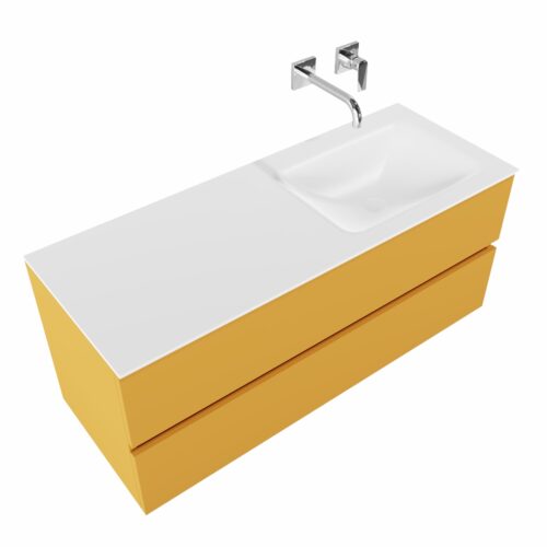 MONDIAZ VICA 120cm mueble de baño Ocher 2 cajones lavabo CLOUD Derecho sin orificio. - Imagen 4