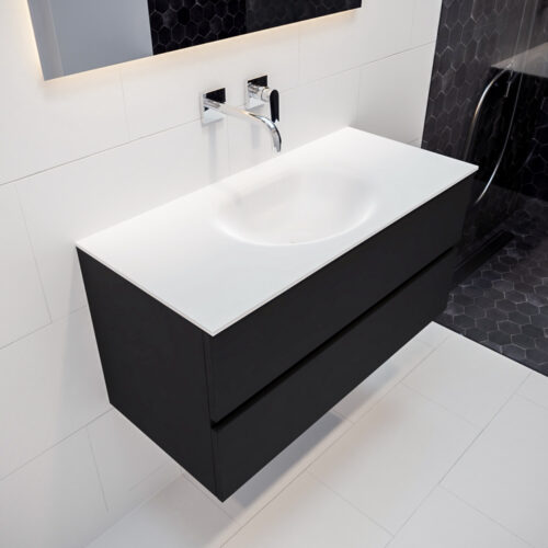 MONDIAZ VICA 100cm mueble de baño Urban 2 cajones lavabo MOON Centro sin orificio.