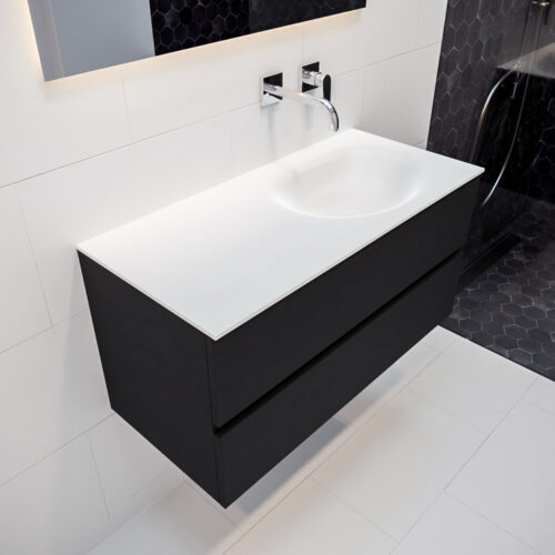 MONDIAZ VICA 100cm mueble de baño Urban 2 cajones lavabo MOON Derecho sin orificio.