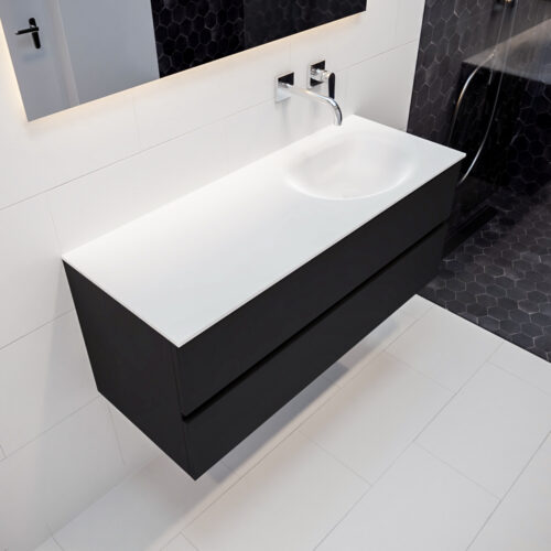 MONDIAZ VICA 120cm mueble de baño Urban 2 cajones lavabo MOON Derecho sin orificio.