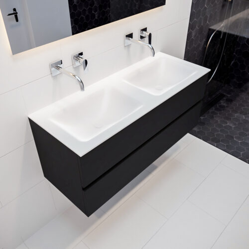 MONDIAZ VICA 120cm mueble de baño Urban 2 cajones lavabo CLOUD Doble sin orificio.