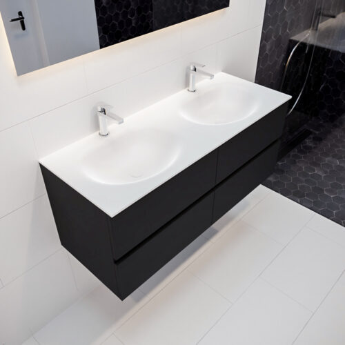 MONDIAZ VICA 120cm mueble de baño Urban 4 cajones lavabo MOON Doble 2 orificios.