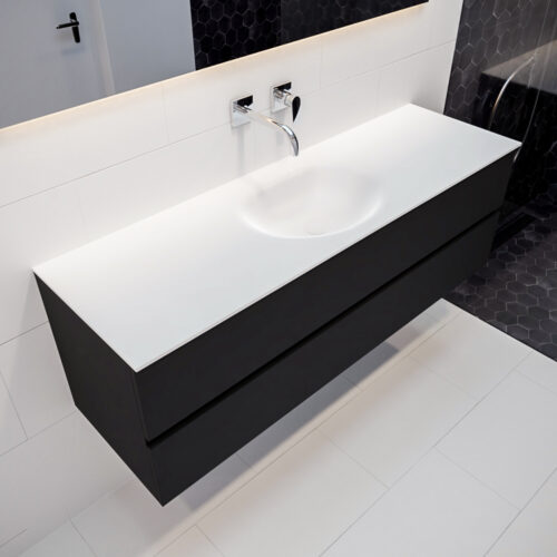 MONDIAZ VICA 150cm mueble de baño Urban 2 cajones lavabo MOON Centro sin orificio.