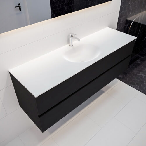 MONDIAZ VICA 150cm mueble de baño Urban 2 cajones lavabo MOON Centro 1 orificio.