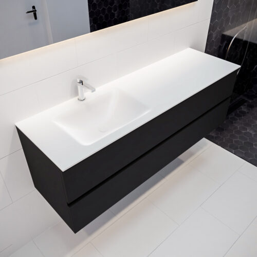 MONDIAZ VICA 150cm mueble de baño Urban 2 cajones lavabo CLOUD Izquierda 1 orificio.