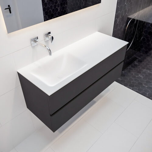 MONDIAZ VICA 120cm mueble de baño Dark Grey 2 cajones lavabo CLOUD Izquierda sin orificio.